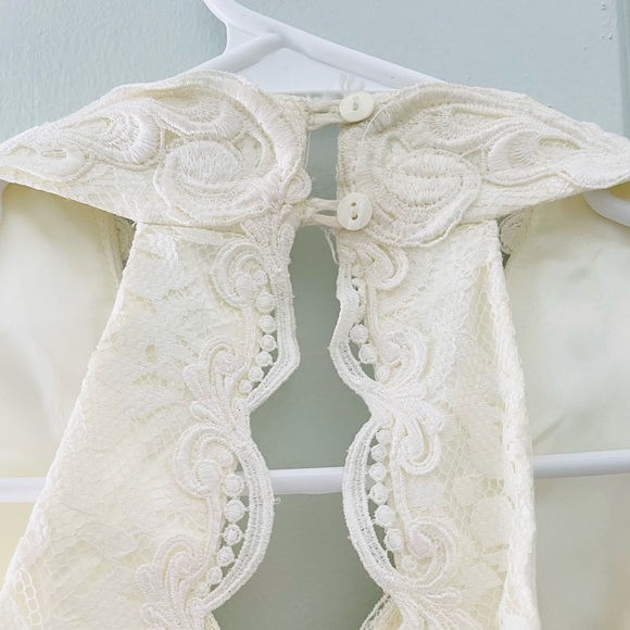 Vintage (80s) Scott McClintock Ivory Lace and Black Sleeveless Formal Dress / 6P - Picture 3 of 6